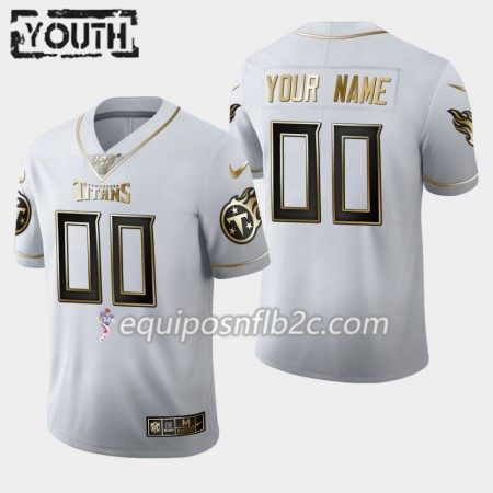 Camiseta Niño NFL Tennessee Titans Personalizar Nike Blanco Golden Edition 100th Camiseta Niño NFL Tennessee Titans Personalizar Nike Blanco Golden Edition 100th